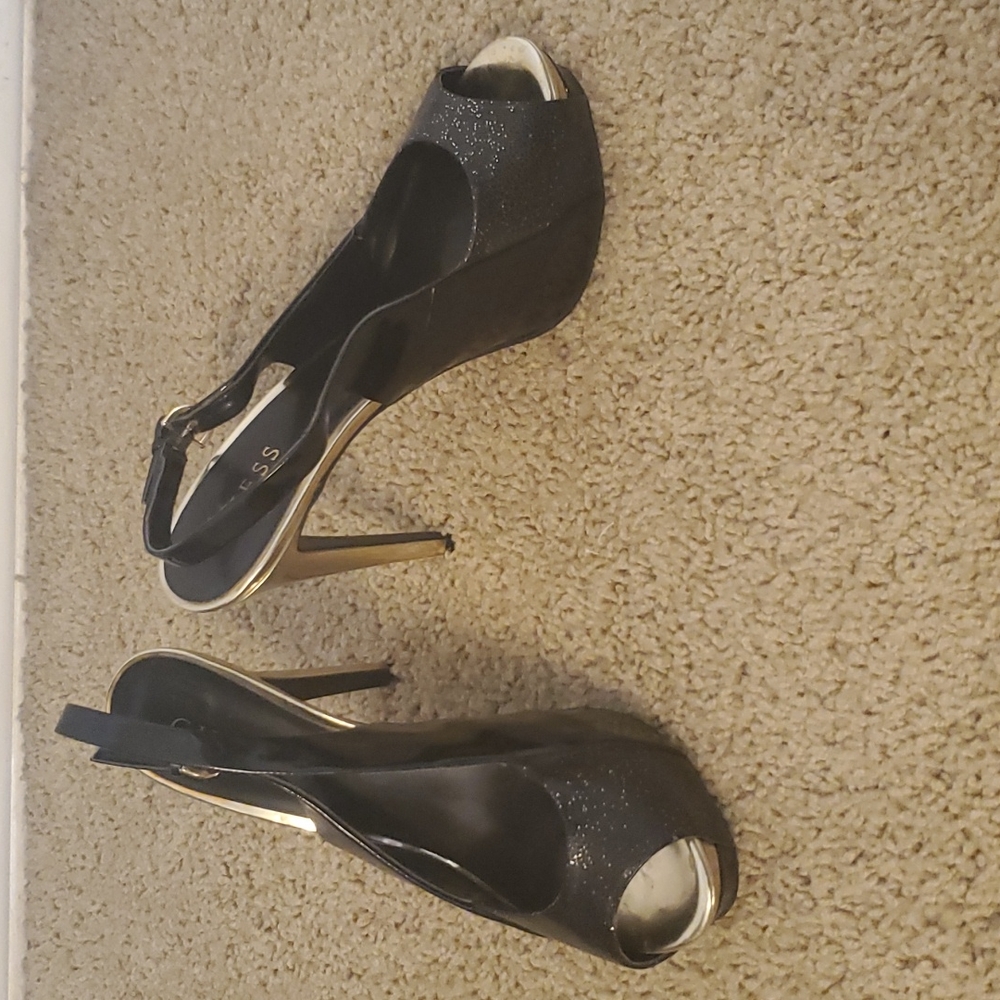 Guess Black and Gold Heels